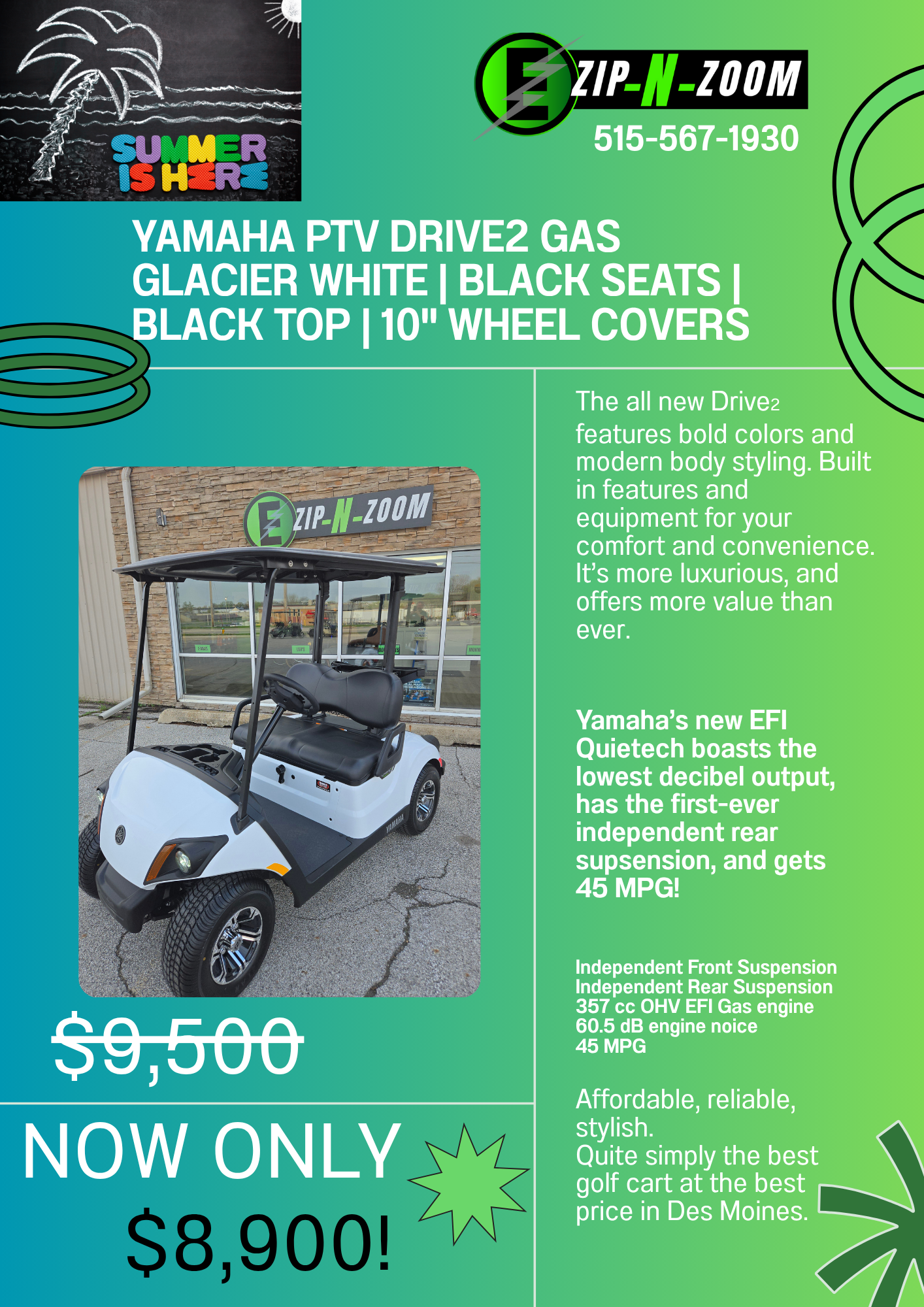 Yamaha - NEW 2024 Drive2 Gas in Glacier White