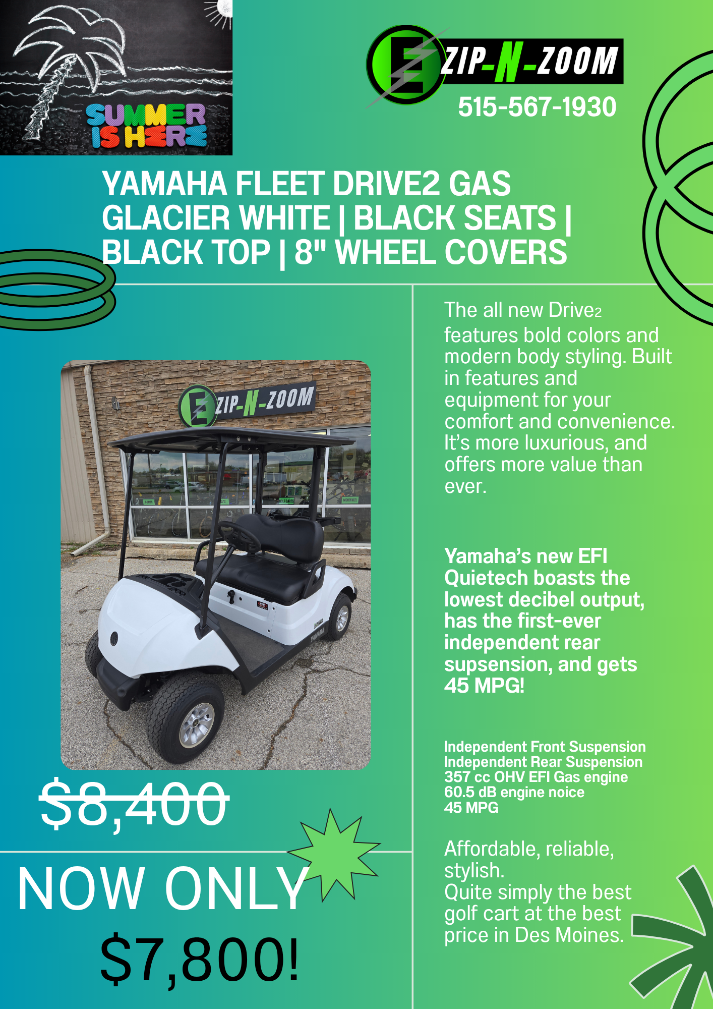 Yamaha - NEW 2024 Fleet Drive2 Gas in Glacier White
