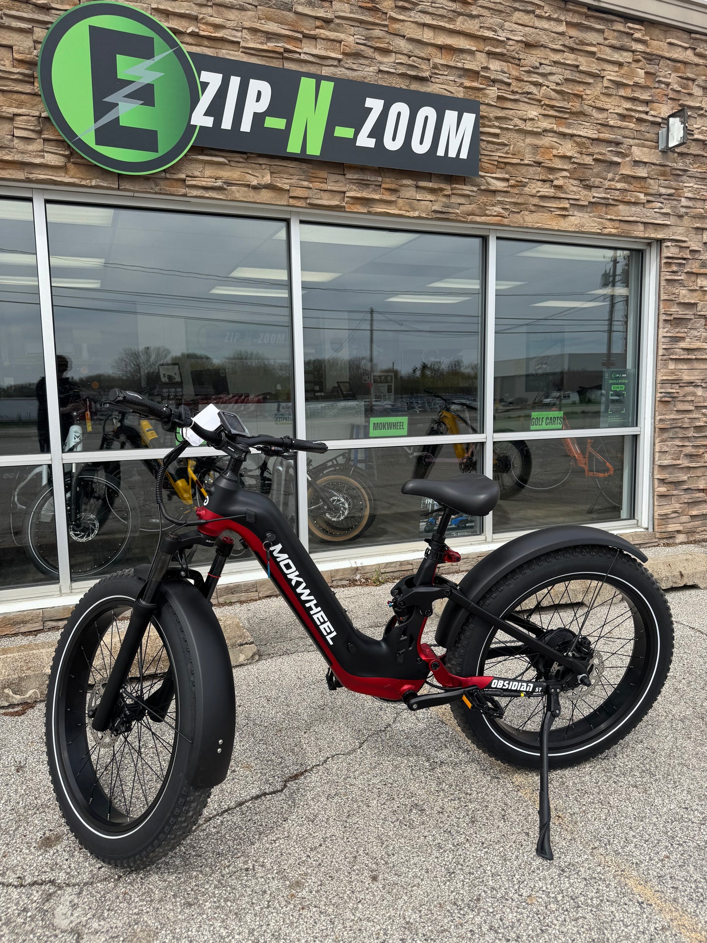 Powerful Electric Mountain Bike | Mokwheel Obsidian ST in Red/Black