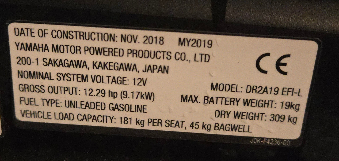 Yamaha - Used 2019 Drive 2 Gas EFI