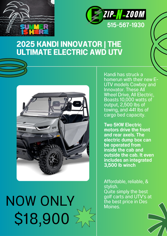 Kandi Innovator eUTV | All Wheel Drive - Electric Dump Box - Gray