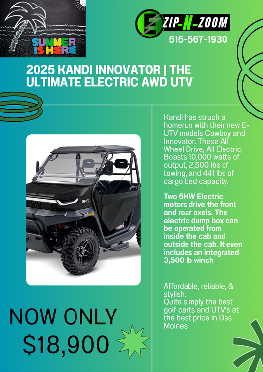 Kandi Innovator eUTV | All Wheel Drive - Electric Dump Box - Matte Black
